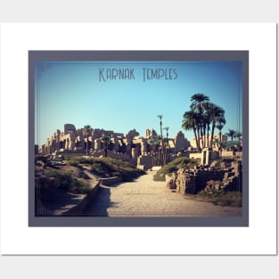 Temples de Karnak et palmiers, Egypte, photo vintage, look retro Posters and Art